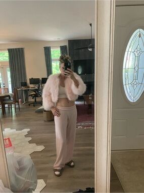 Source Unknown Pink Faux Fur Teddy Jacket